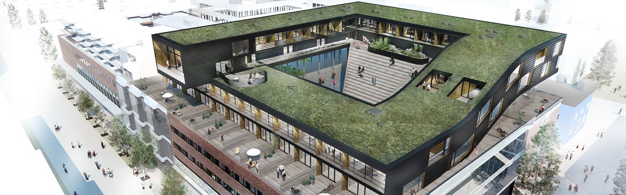Brf Glitne vilar på toppen av Utopiagallerian i centrala Umeå