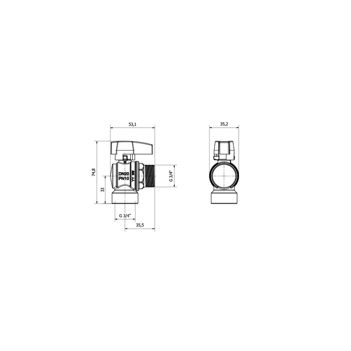 LK Kulventil 703 vinkel G20 inv/utv