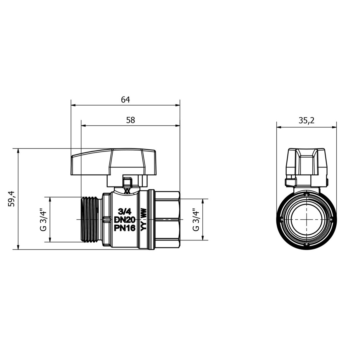 LK Kulventil 801 rak G20 inv/utv
